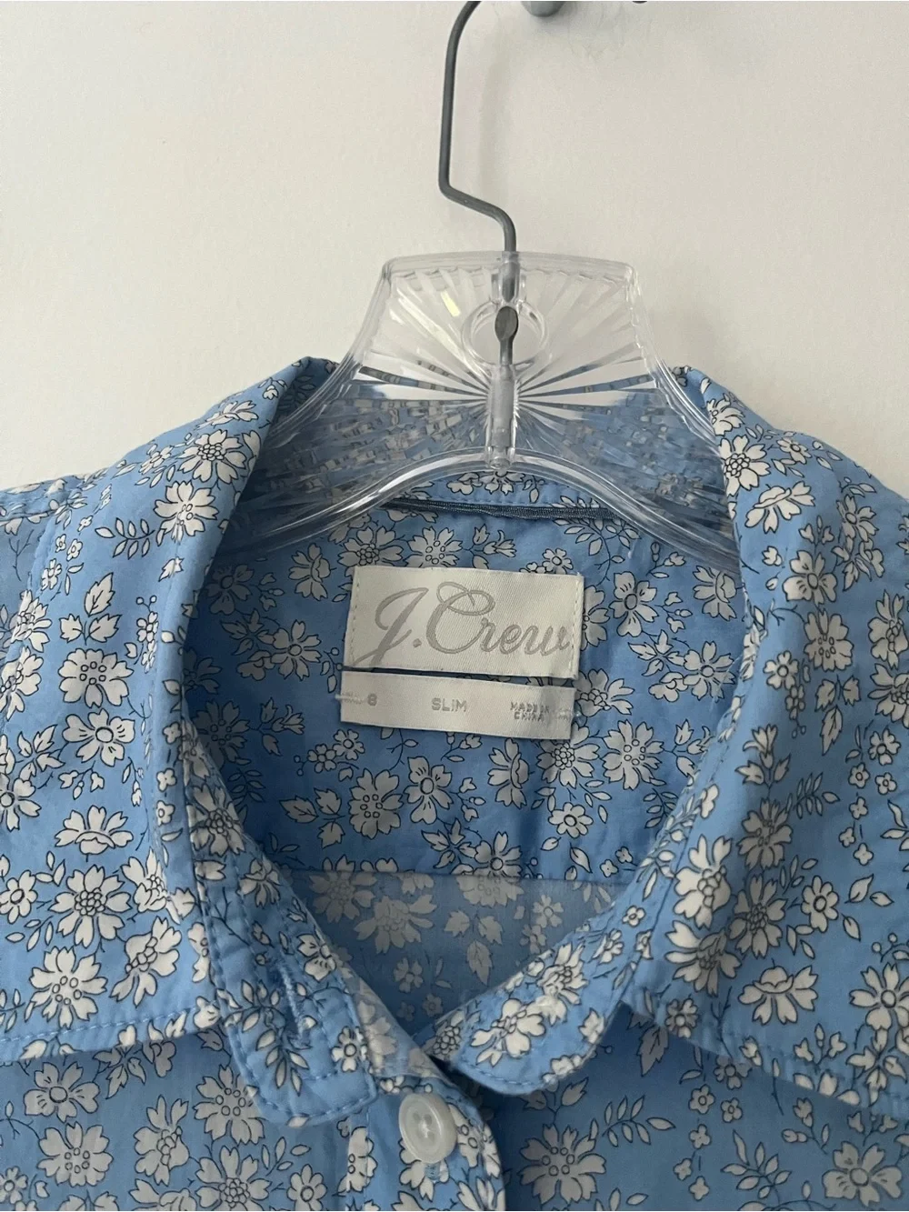 J Crew Liberty Of London Slim Fit Blue Floral Button Up Shirt 8